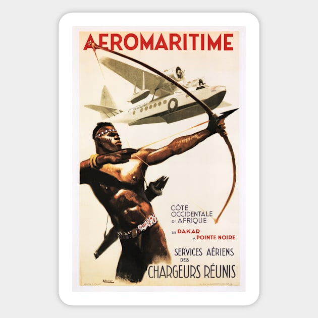 AEROMARITIME Africa French Airline Advertisement Vintage Travel Sticker by vintageposters